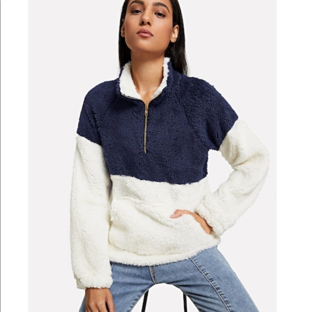 Quarter-zip fuzzy sweater